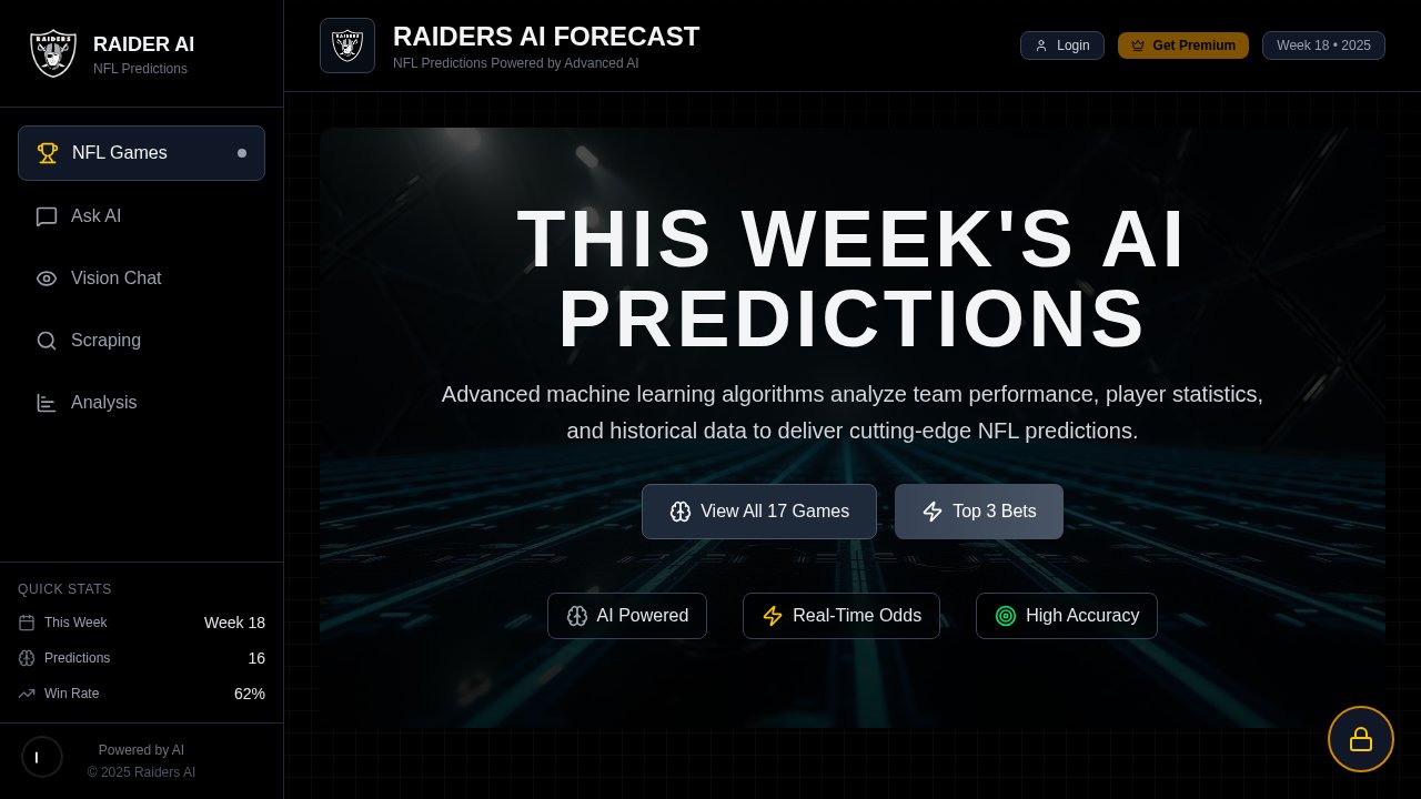 Screenshot of RaidersAI.com