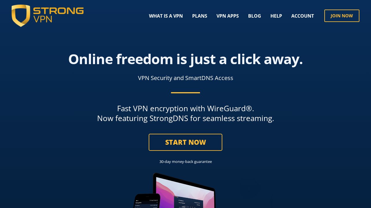 Screenshot of StrongVPN